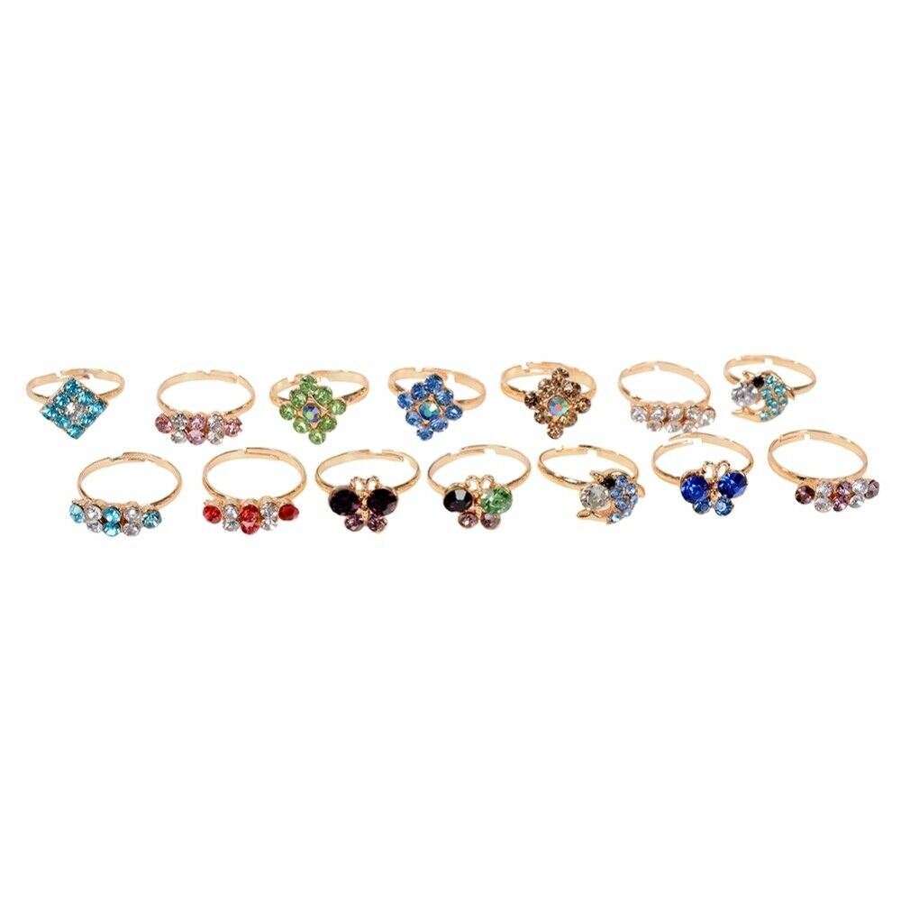 50pcs/Lot Wholesale Mixed Rings Crystal Rhinestone Flower Butterfly Finger Ring