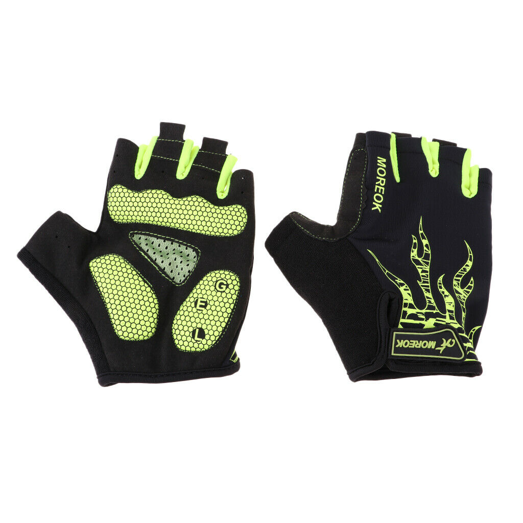 Anti Slip Cycling Gloves Half Finger MTB Bicycle Sport Gloves L Fluo Yellow