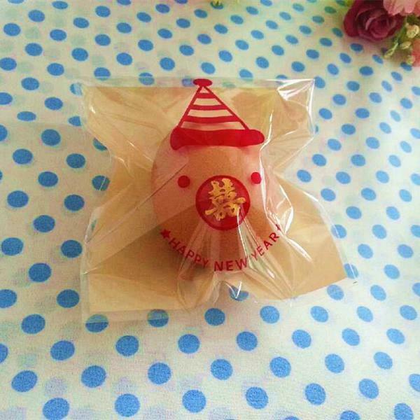 100PCS Happy New Year Clown Bakery Packing Birthday Biscuit Cookie Bags