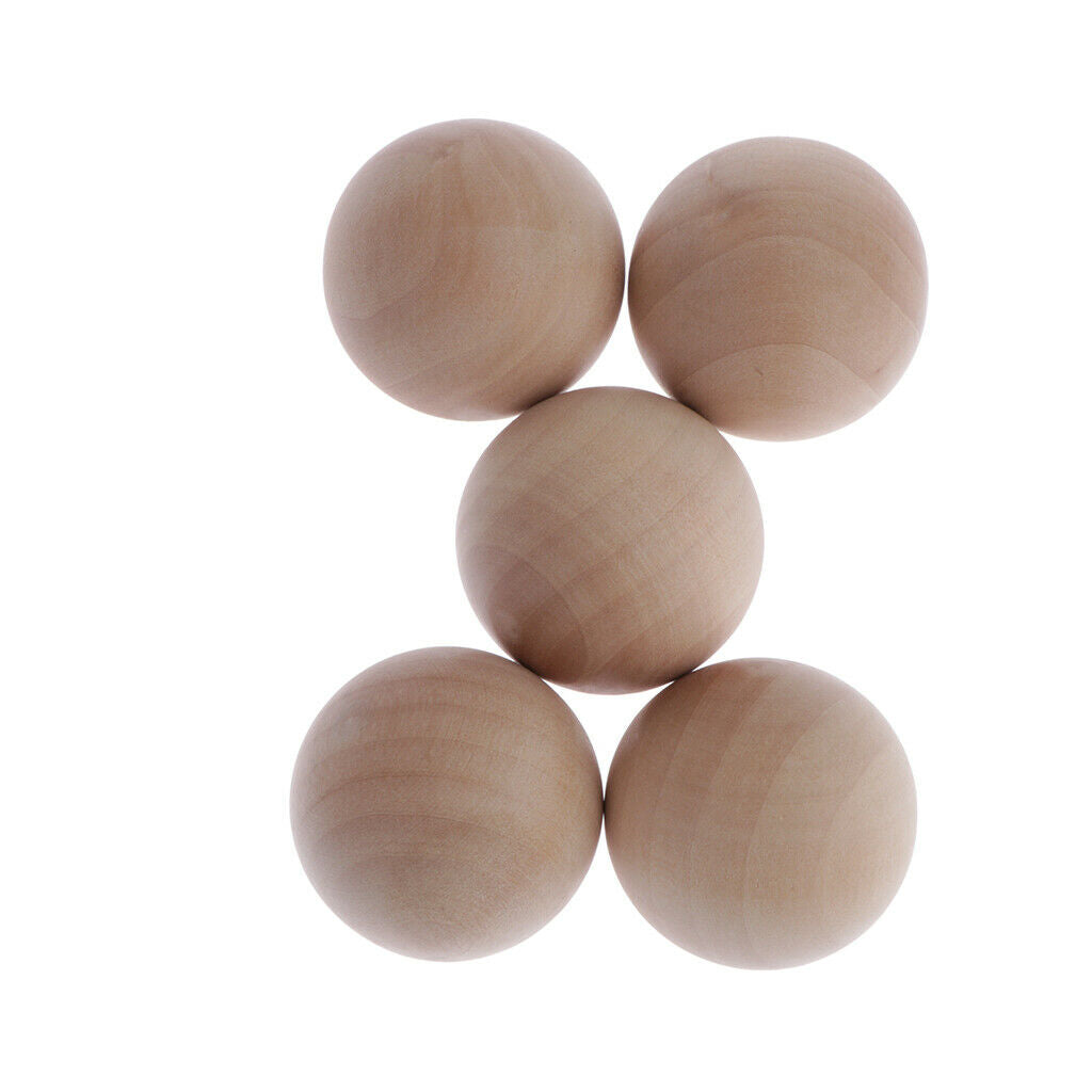 5 Pack Unfinished Natural Wooden Round Ball – 5cm Wooden Beads for Crafts and