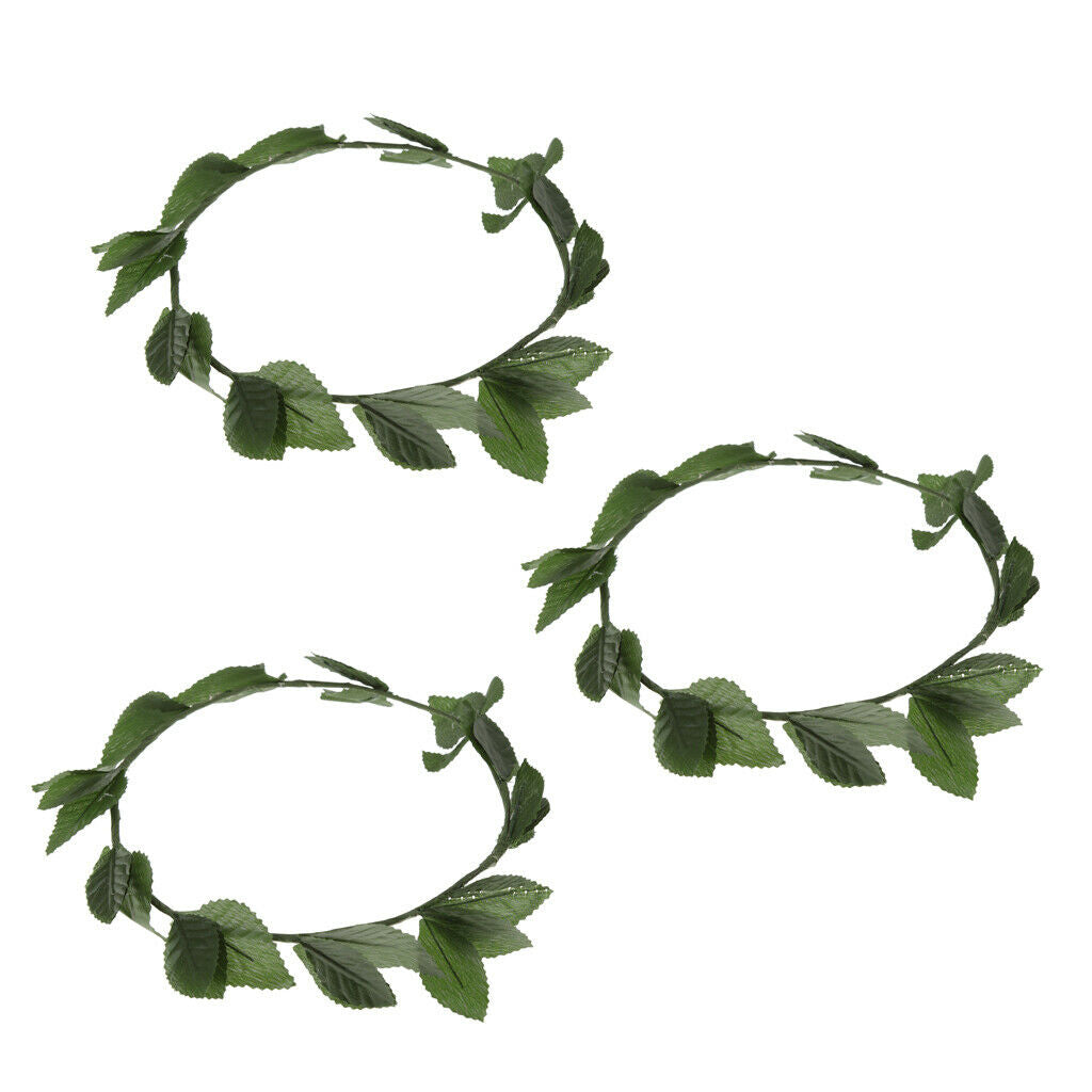 3x Fashion Green Laurel Wreath Headpiece Toga Fancy Dress Elf Accessories