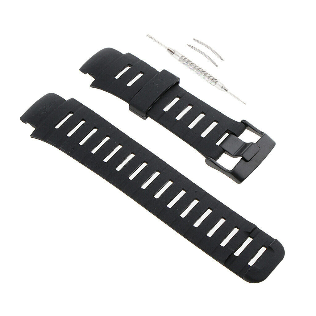 Prettyia Soft Black Rubber Replacement Watch Band Strap For SUUNTO X-LANDER