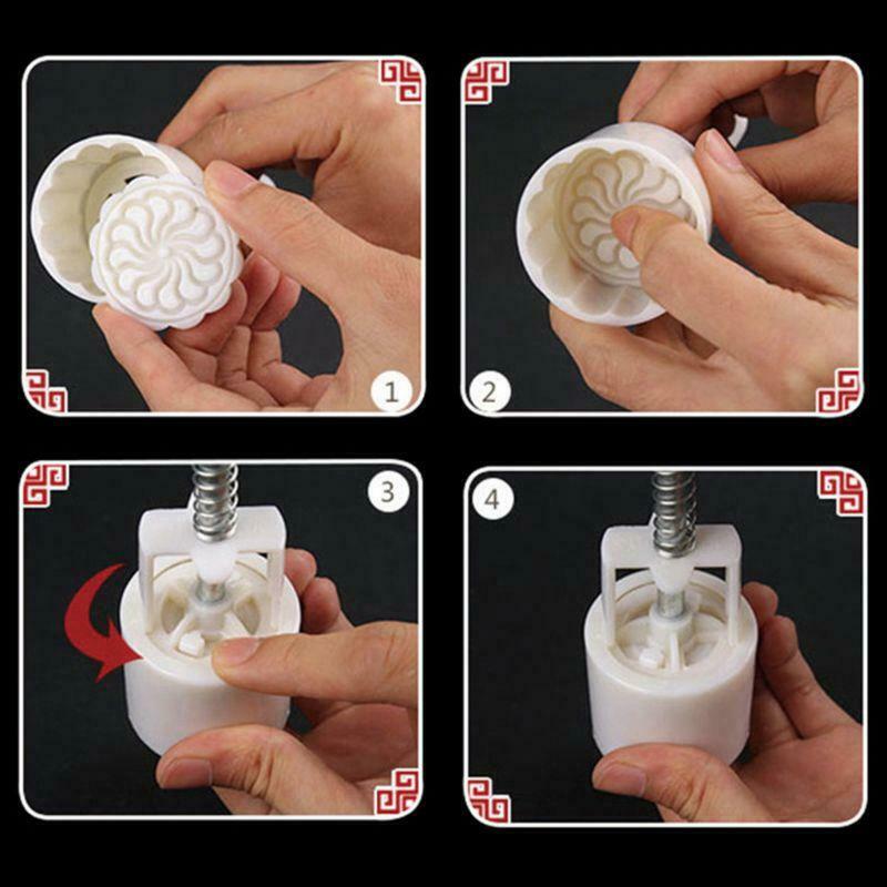 6pcs Stamp Square Barrel Hand Press Moon Cake Pastry Mould DIY 25g Mooncake Mold
