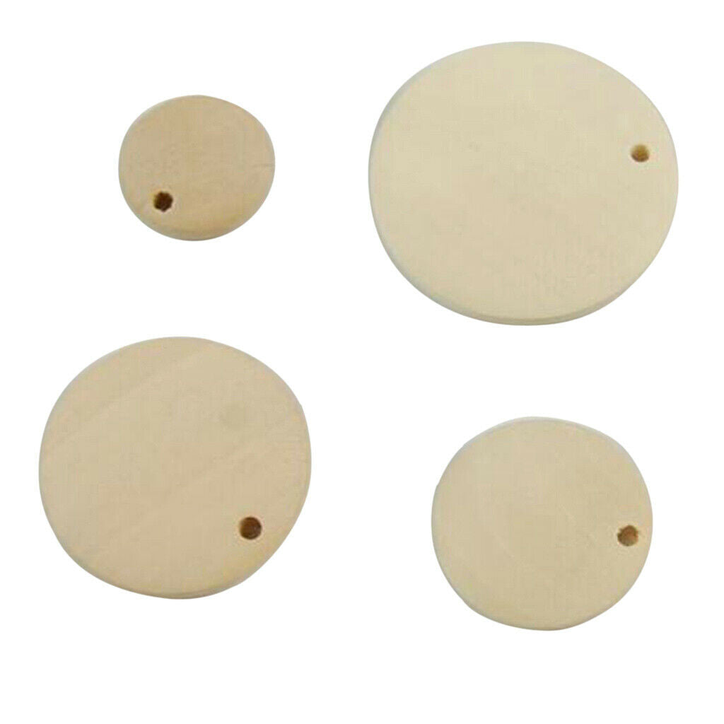 Lot of 200, Round Wood Disc Pieces Set Decoration Bauble 15mm & 20mm in Dia