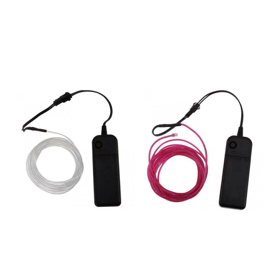 2x LED Flash Flexible Neon Light Glow EL Strip Tube Wire Rope Bar Decor 3 M