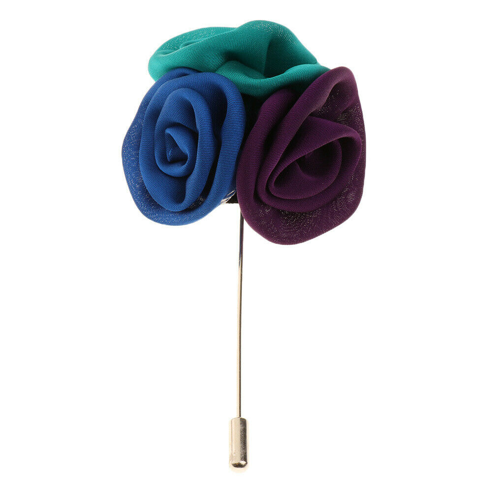 Rose Lapel Flower Handmade Boutonniere Stick Brooch Pin Men's Accessories