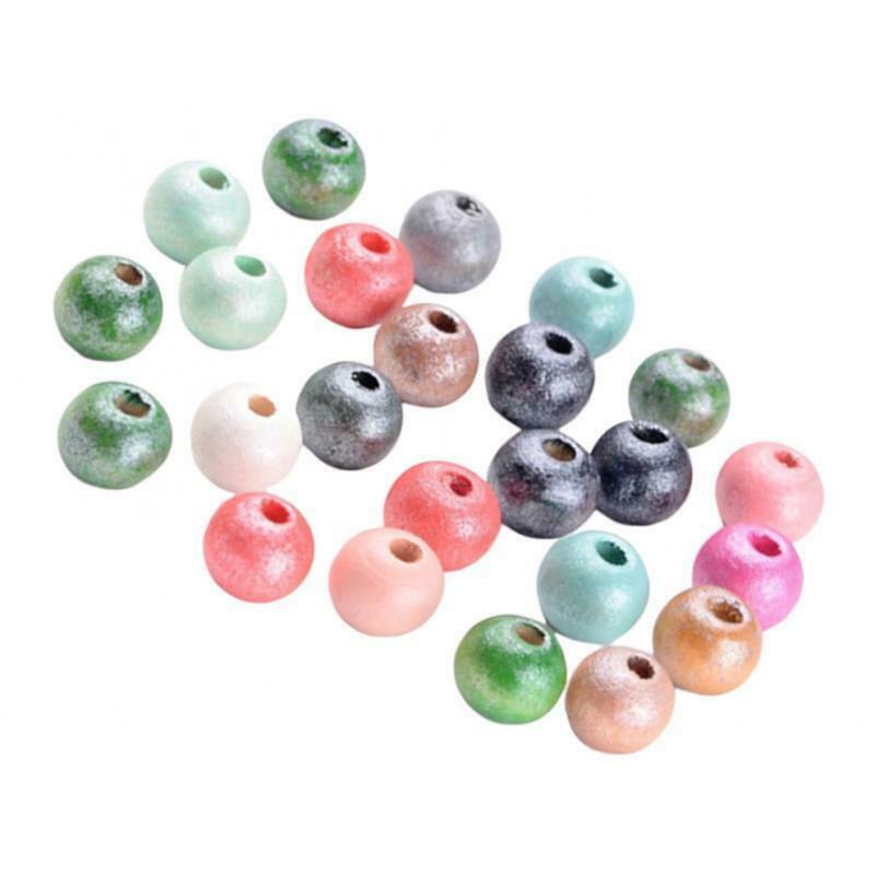 100x Wooden 7-9mm Mixed Bright Coloured Beads Craft Kids Jewelry Beading DIY