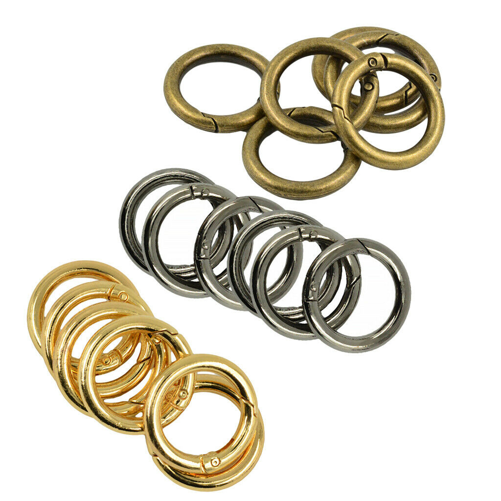 18Pcs 28mm Mini Circle Round Carabiner Spring Snap Clip Hook Keychain Hiking
