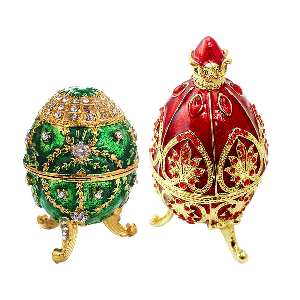 Pack of 2 Easter Egg Jewelry Box Storage Organizer Birthday Decor Ornament