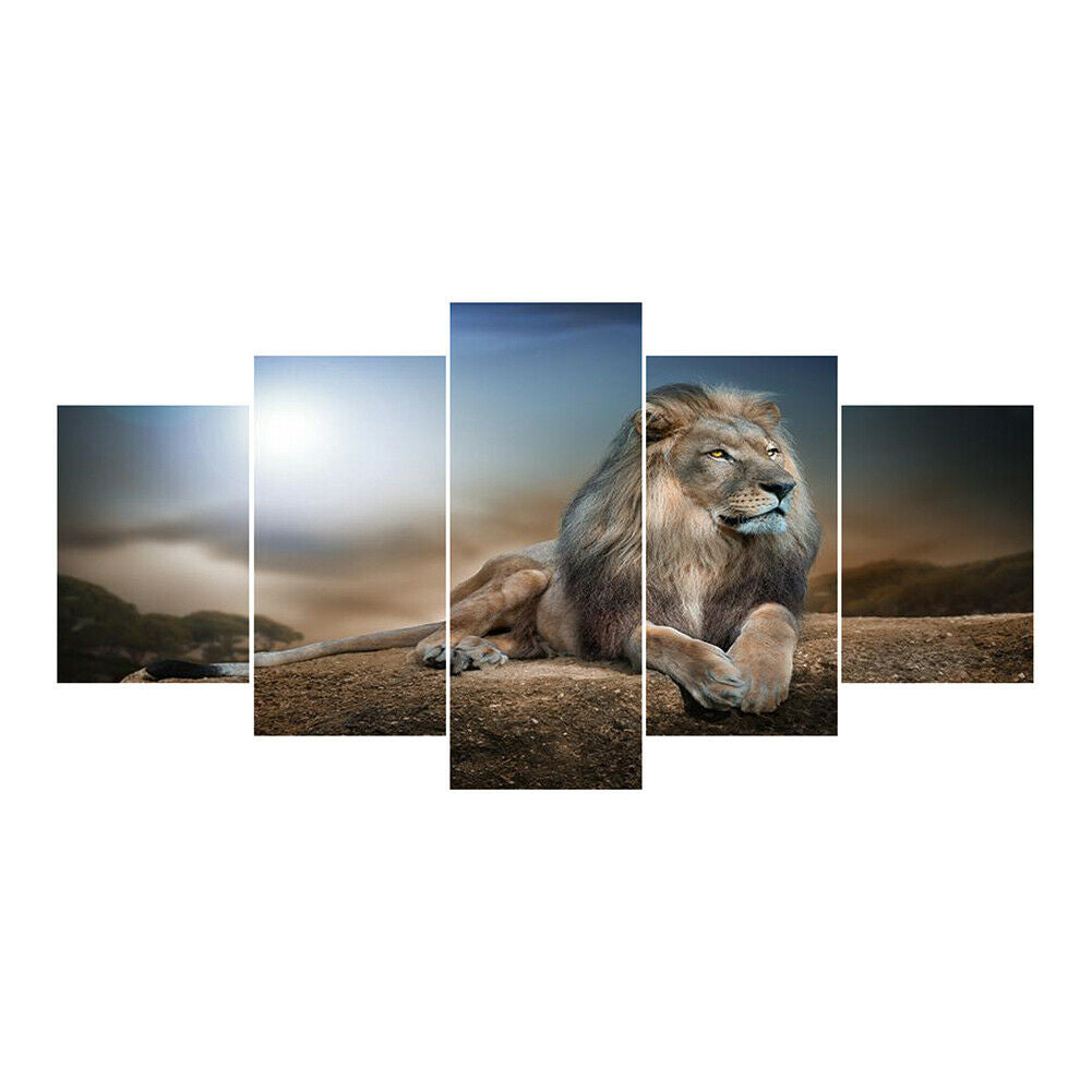 Lion 5D DIY Full Drill Diamond Painting 5-pictures Combination Crafts Kits Decor