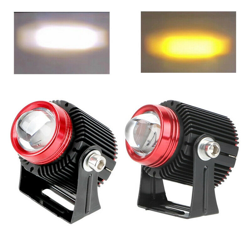2PCS 6000LM Motorcycle Bike Dual-color LED Spot Light Headlight Driving Fog Lamp