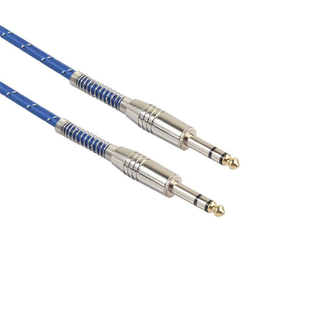 2X Bass Guitar 6.35mm Stereo Male to Male Audio Cable Nylon Braided Cord 1.8m