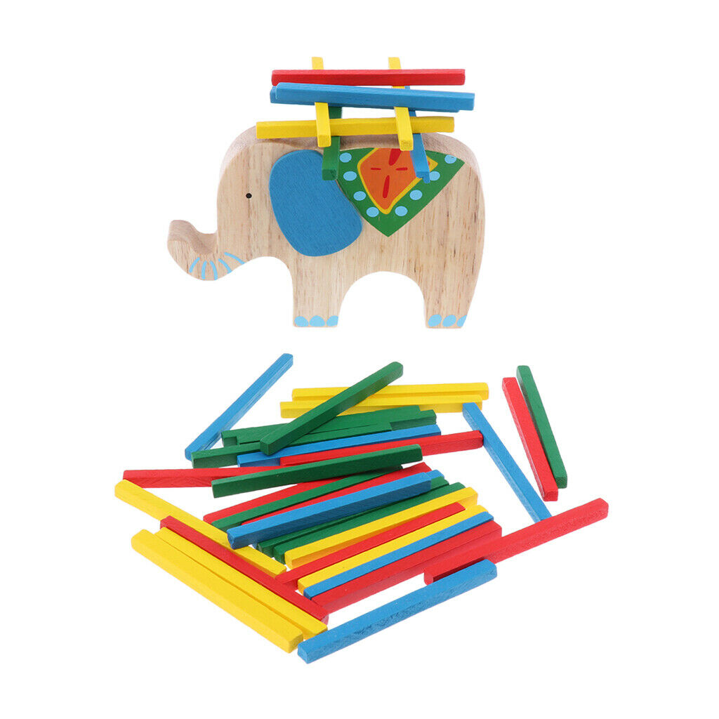 Wooden Stick Stacking Balance Beam Wooden Puzzle Building Blocks  Elephant