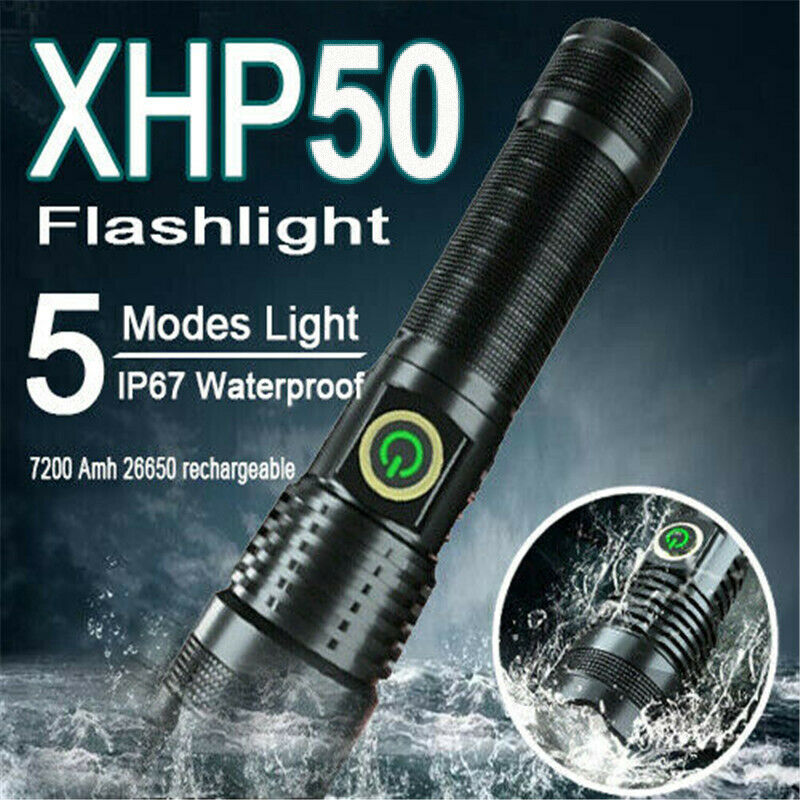 Rechargeable 1000000 Lumens XHP70 Most Powerful LED Flashlight USB Zoom Torch