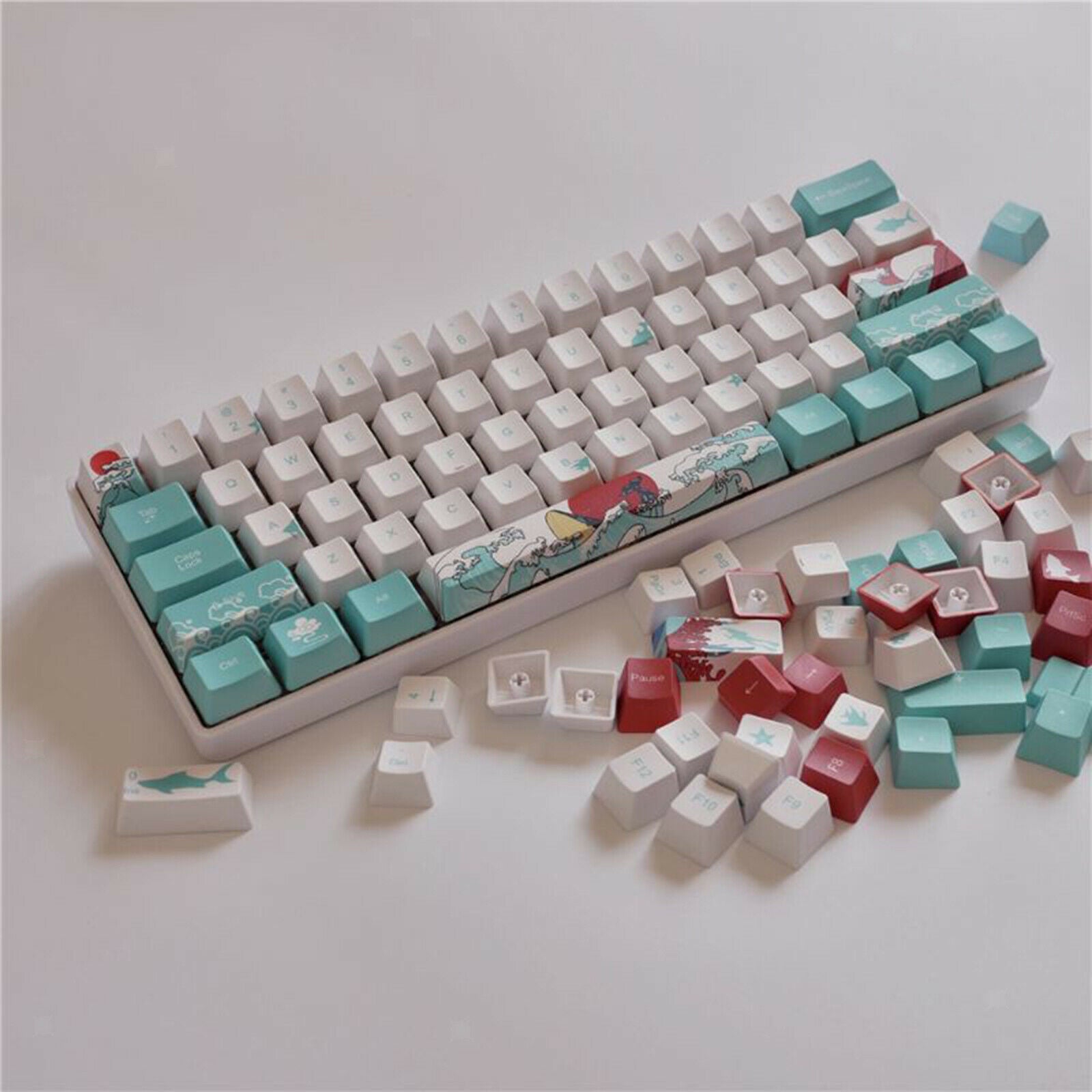 Coral Sea Ukiyo-e DYE-SUB PBT Keycaps Set for Cherry MX Keyboards English