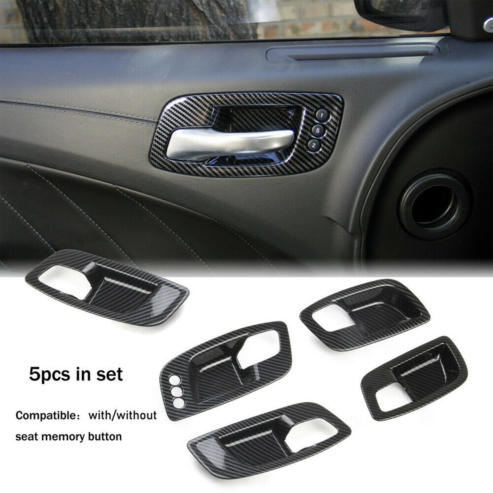 Carbon Fiber interior Door Handle Bowl Cover Trim for Dodge Charger 2011-2021