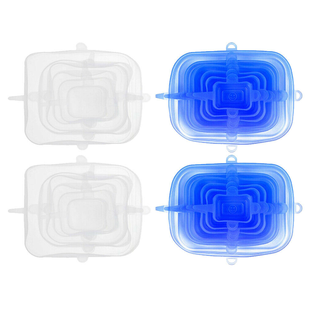 24x Universal Silicone Stretch Lids Round Food Storage Covers for Bowl Pots