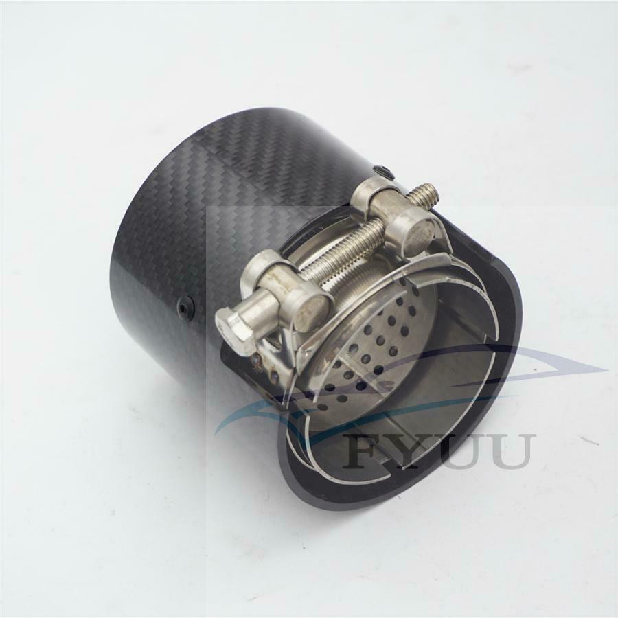 Exhaust Pipe Trim Tip Carbon Fiber Glossy 63MM/2.5" in 93MM/3.66" for BMW 1PCS