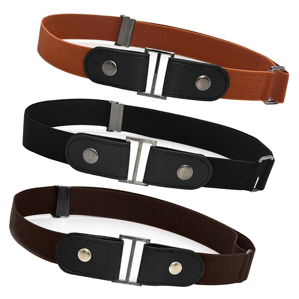 3x Unisex Casual Buckle Free Invisible Belt Trave Trouser Utility Waistband