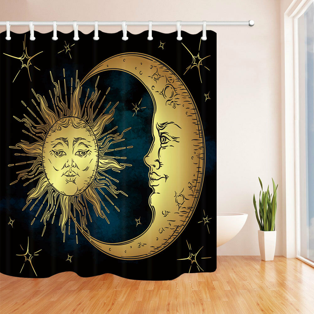 Moon and Sun Picture for Ethnic Waterproof Fabric Bathroom Shower Curtain 71Inch