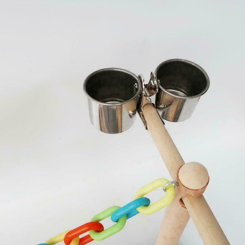 Parrot Bird Play Stand Cockatiel Playground Wood Perch Gym Ladder Feeder Cups