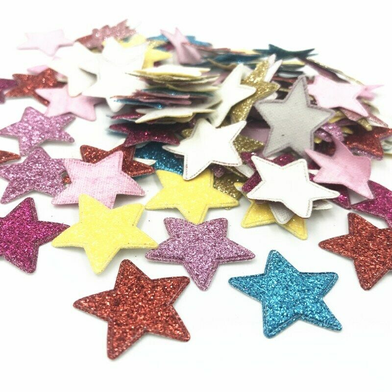 100pcs Mixed Glitter Sequins Stars Felt Appliques scrapbooking crafts 25mm