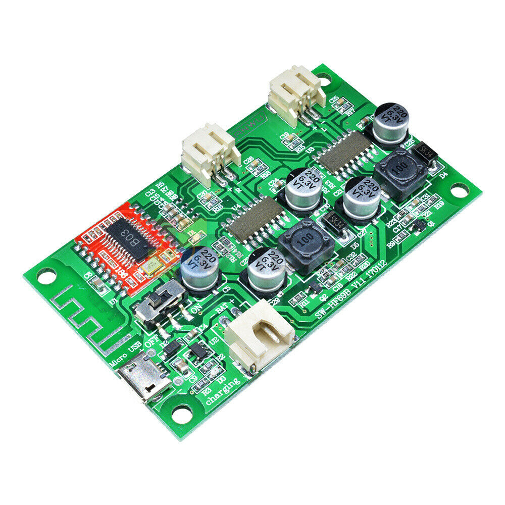 2-Channel 2X6W Stereo Bluetooth Amplifier Board Lithium Battery Powered AMP DC5V