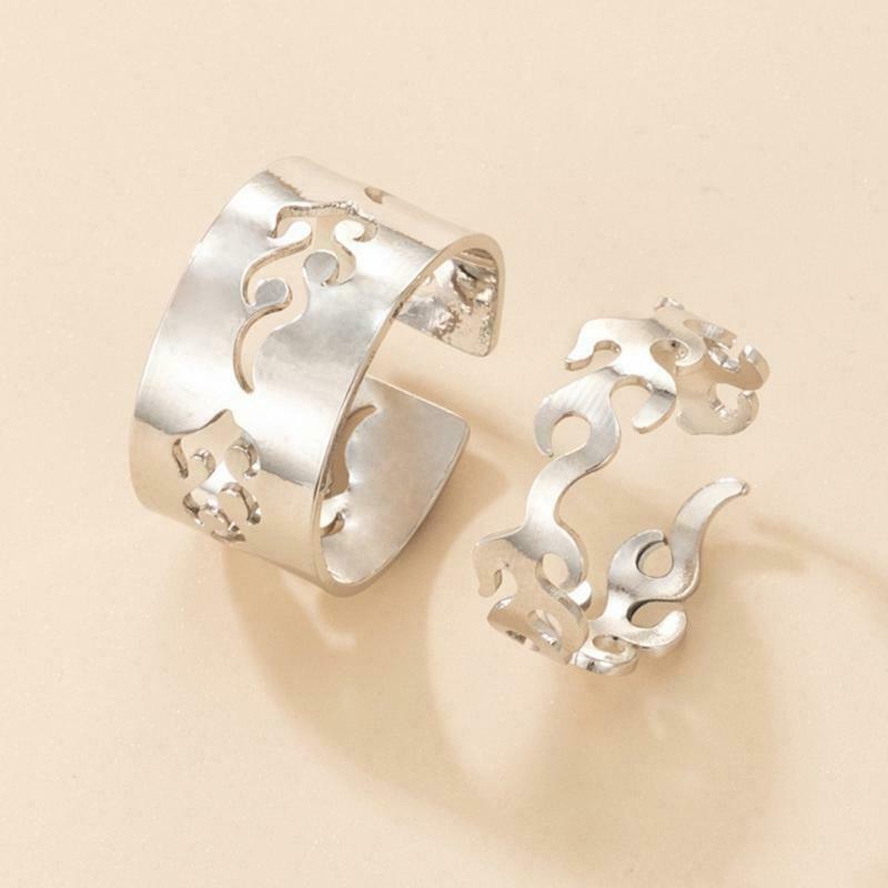 2 Pcs/Lot Women Men Lover Couple Rings Set Friendship Engagement Open Rings