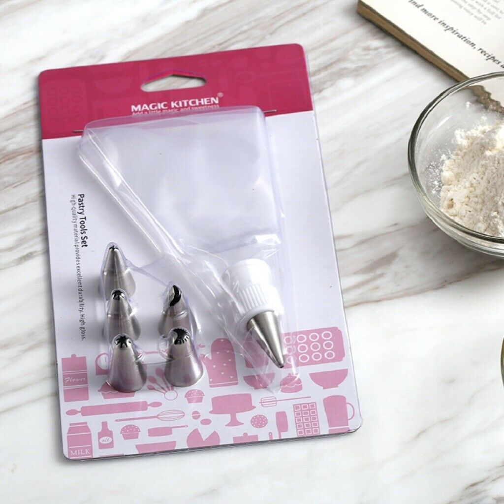 Lots 6 Piping Tips Icing Decorating Nozzles Coupler Pastry Bag Baking Tools