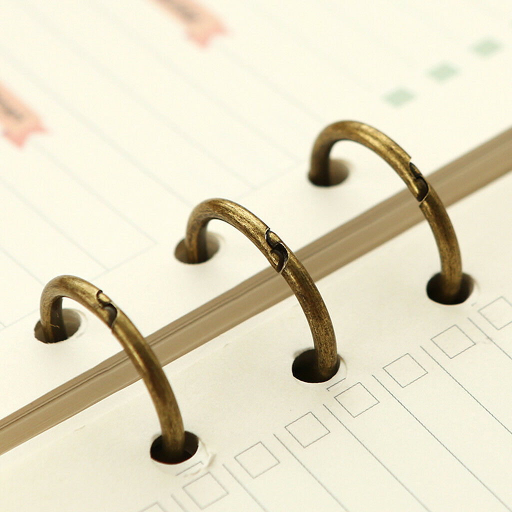 3Pcs Bronze Loose Leaf Binder Spiral Ring fits A5 A6 Student Office Supplies