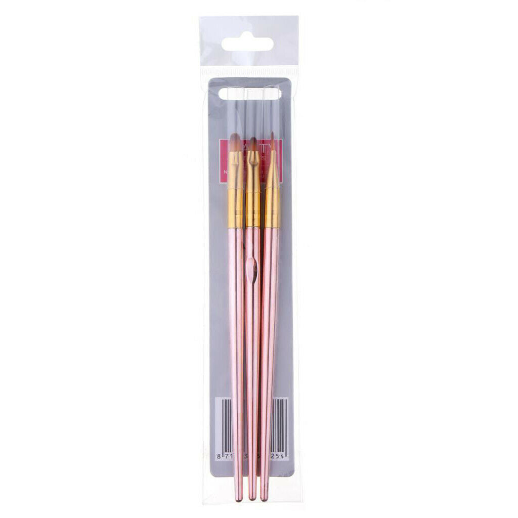 3Pcs Flat UV Gel Brushes Nail Art DIY Acrylic Painting Brush Manicure Tools