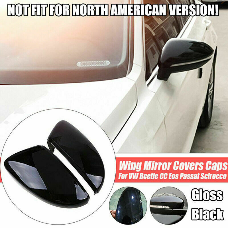 Pair Rearview Wing Door Side Mirror Covers Caps Housing Cover Fits VW 2009-2017