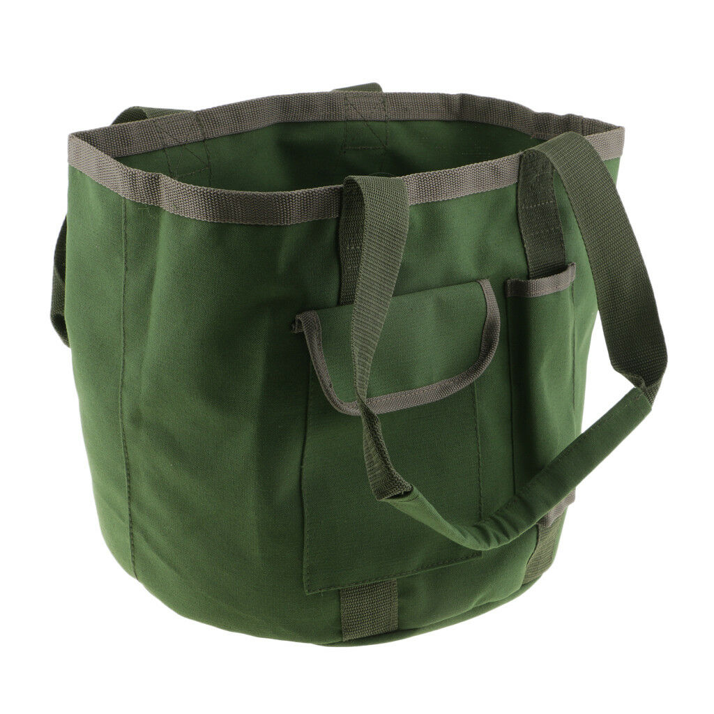 Green Canvas Gardening Garden Bucket Tool Bag Storage Holder for Accessory