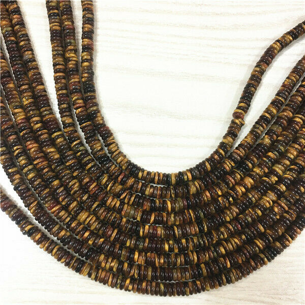 1 Strand 6x2mm Natural Tiger Eye Gem Heishi Disc Round Spacer Beads 15.5" HH384
