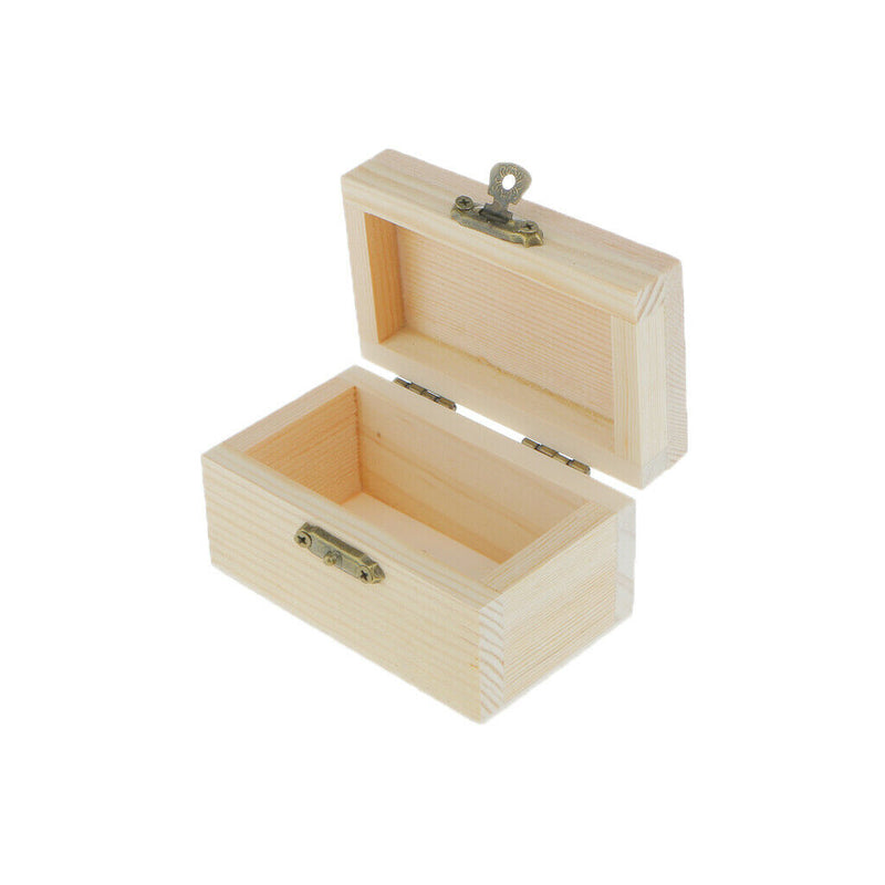 Unfinished Wooden Jewelry Box Case for DIY Craft Woodworking Toys Art Keepsake