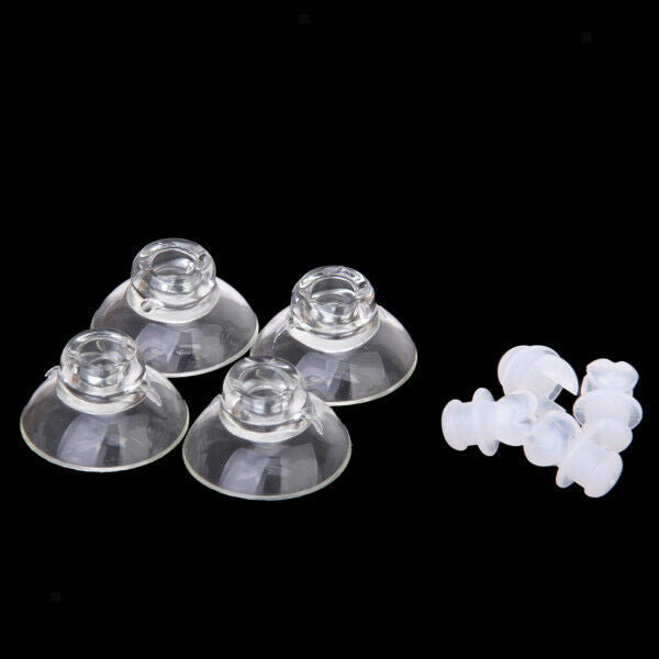 4x Aquarium Air Hose Suction Cup Clips Clamps Made Of Plastic, Transparent