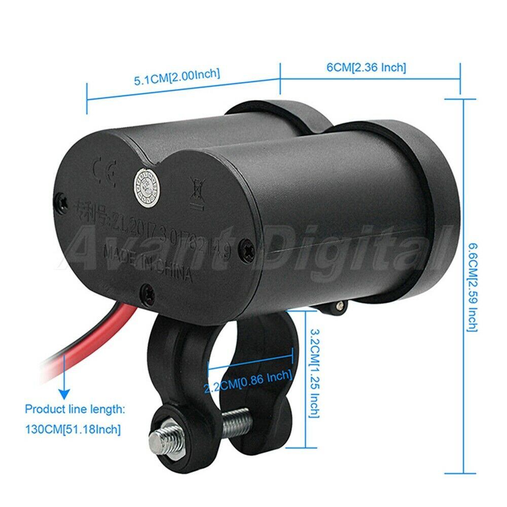12V Motorcycle USB Charger Universal Waterproof Cigarette Lighter Socket&Switch