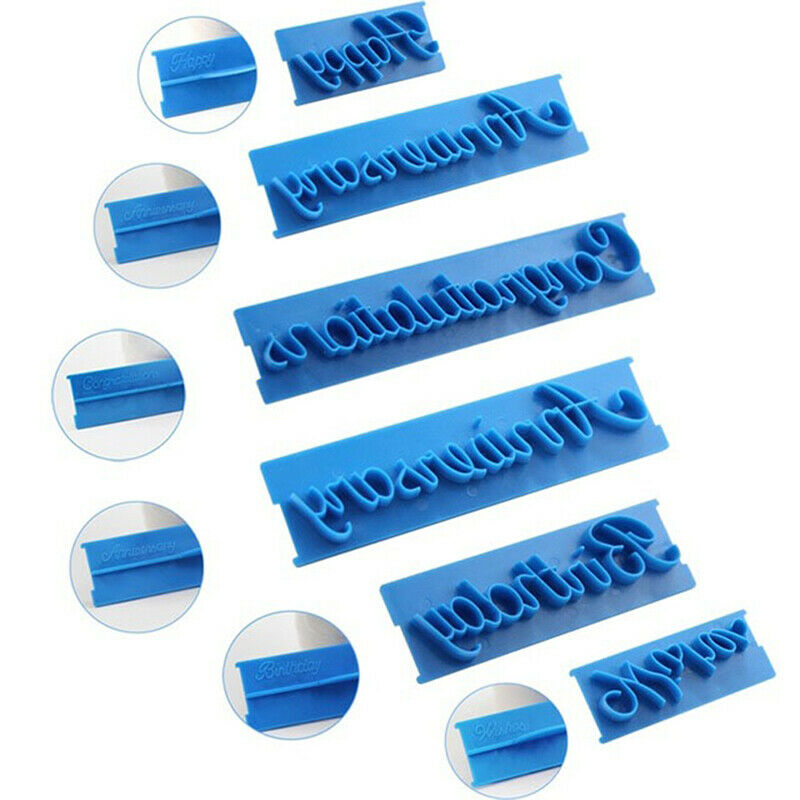 6pcs/set Plastic Letters Mold Happy Birthday Best Wishes Baking Molds Dec.l8