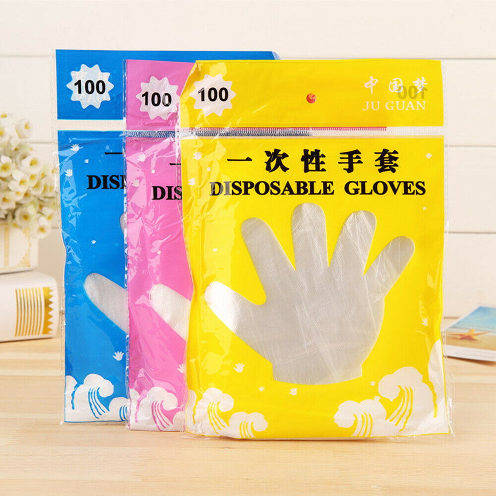 100Pcs Plastic Disposable Gloves Restaurant Service Catering Hygiene Cleaning