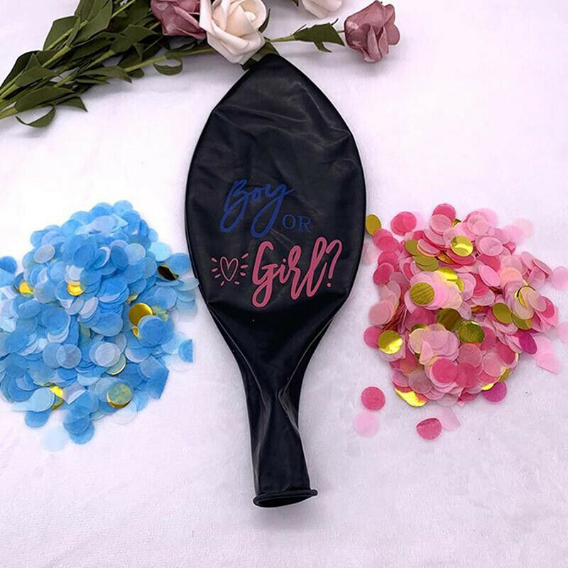 Boy Or Girl Balloon Gender Reveal Baby Shower Confetti Black Latex Ballon.l8