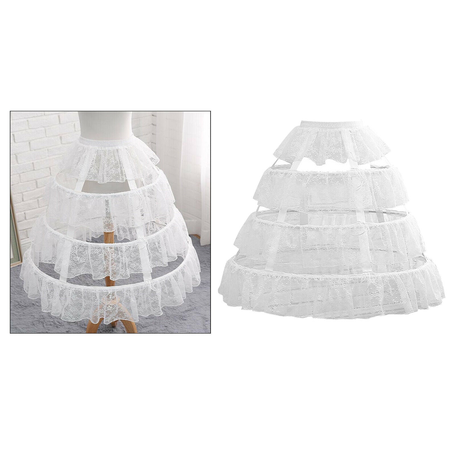 Lolita Gothic Dress Crinoline Hoop Cage Skirt Pannier Bustle Petticoat White