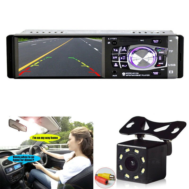4.1" Car Stereo Radio MP5 MP3 Player Bluetooth USB FM Audio HD Camera FM In Dash