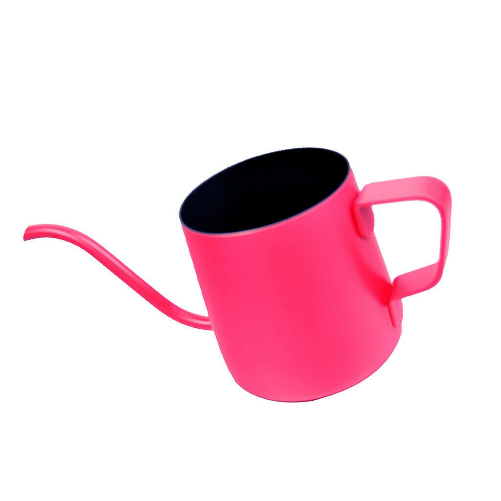 Stainless Steel Pour Over Drip Kettle Narrow Spout Coffee Pot 350ml Rose Red