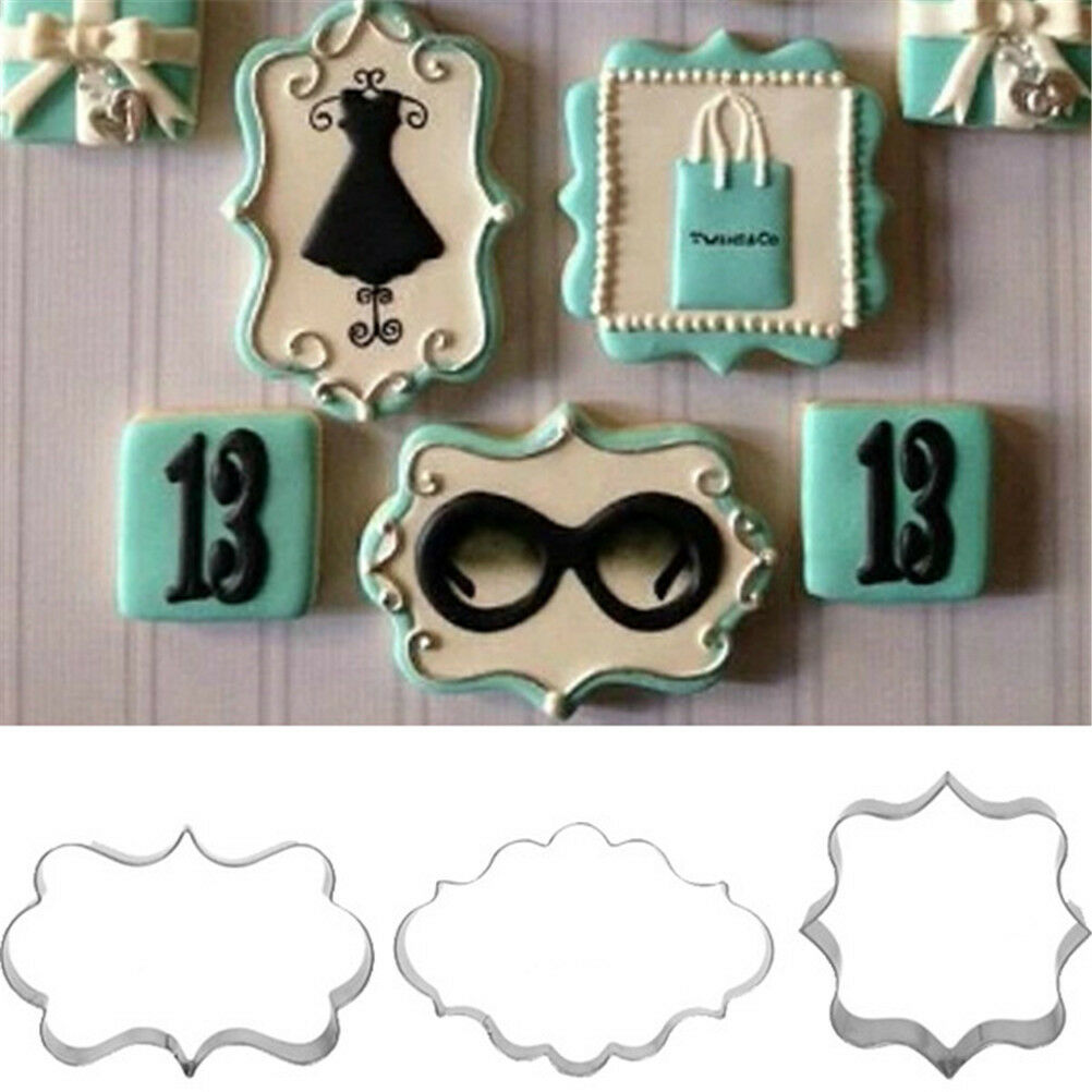 3pcs Fondant Cookies Pastry Sugar craft Decorating Mold Frame Cutter T NT.l8