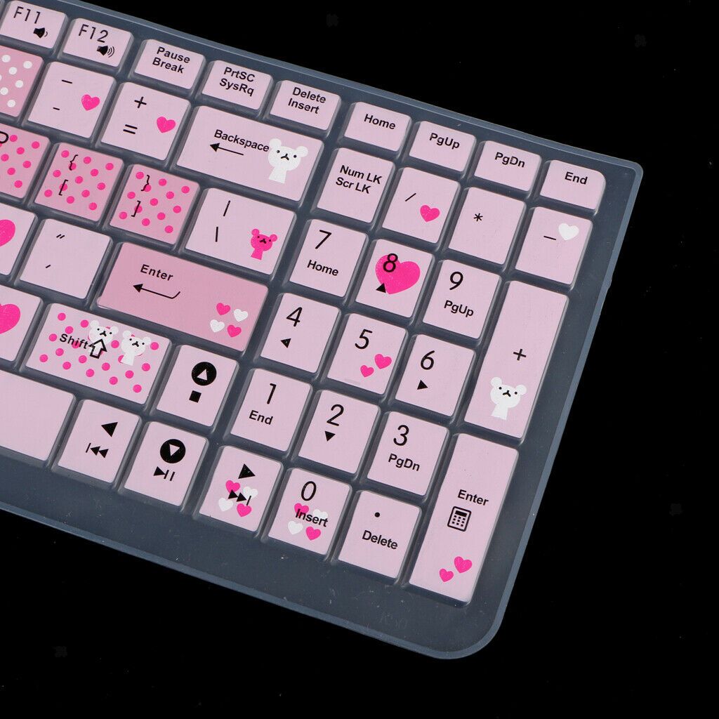 2pcs Collapsible Keyboard Film Keypad Skin Dust Dirt Remove Pink & Black