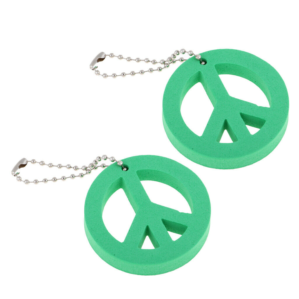 2 Pieces Round Buoy EVA Floating Keychain Keyring Yachting Key Float Green