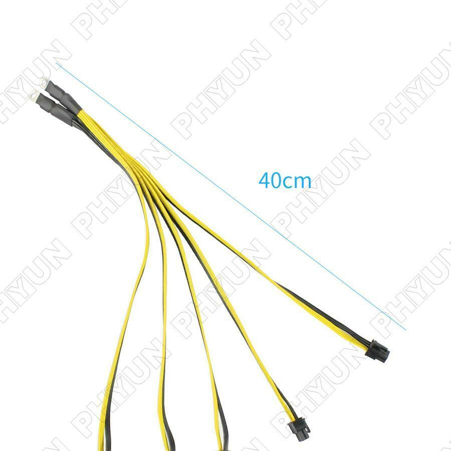 2PC S7 S9 to 5X PCI-E 6Pin GPU Graphics Card Splitter Power Cable BTC Miner 40cm
