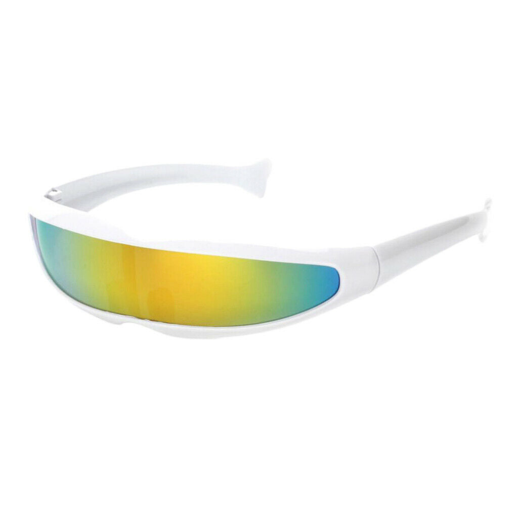 5/pack Yellow Mirrored Futuristic Shield  Sunglasses Party Glasses