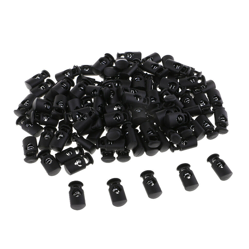 100x Plastic Drawstring Cord Locks Luggage String Sliding Toggle Stopper
