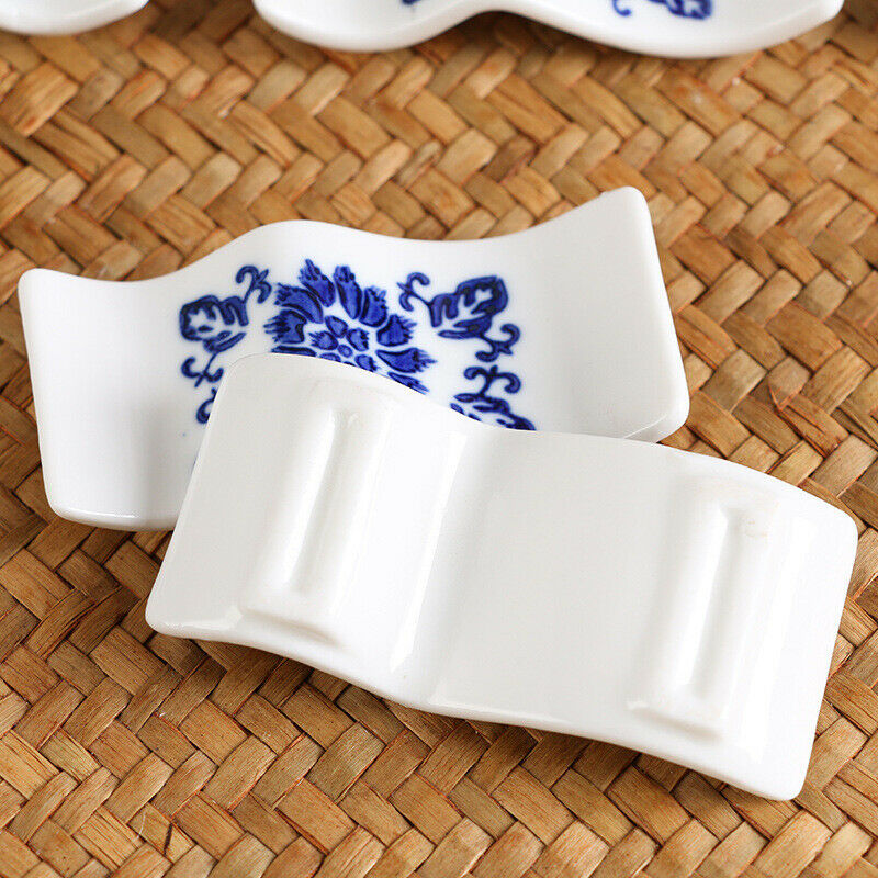 2Pcs Chopsticks Rack Chinese Ceramic Porcelain Spoon Holder Stand Cutlery Home